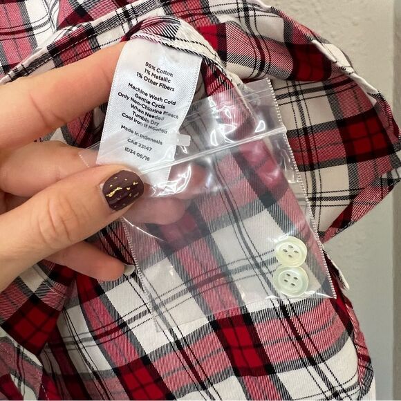 Talbots Classic Plaid Button Down Shirt Holiday NEW Plus Size 1X - Picture 9 of 9